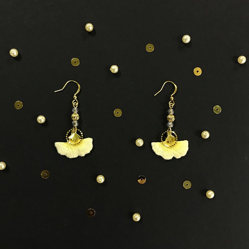 Nefertiti earrings hand embroidery earrings - Earrings & Clip-ons - Thread Gold
