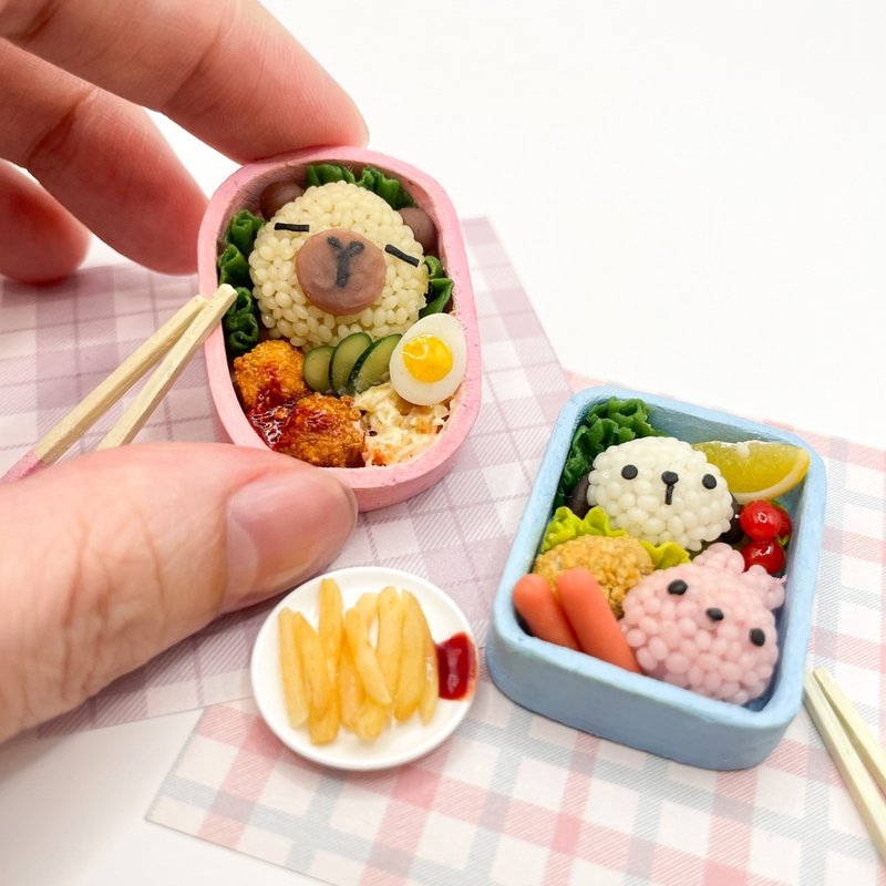 Clay pocket food|Mini shaped lunch box-two options/food toys/baby stuff/collection/ - Items for Display - Clay Pink