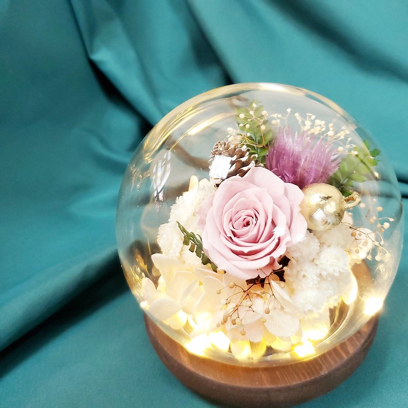 12cm round ball warm light immortal flower glass cup/no flower glass cup/flower gift - ช่อดอกไม้แห้ง - พืช/ดอกไม้ หลากหลายสี