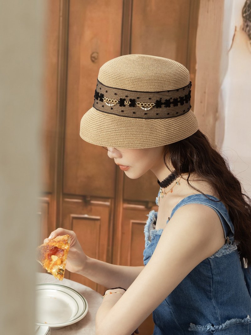 Find a book of prophecies. MUCHAT handmade dotted see-through flower patch straw hat/casual hat - Hats & Caps - Polyester Khaki