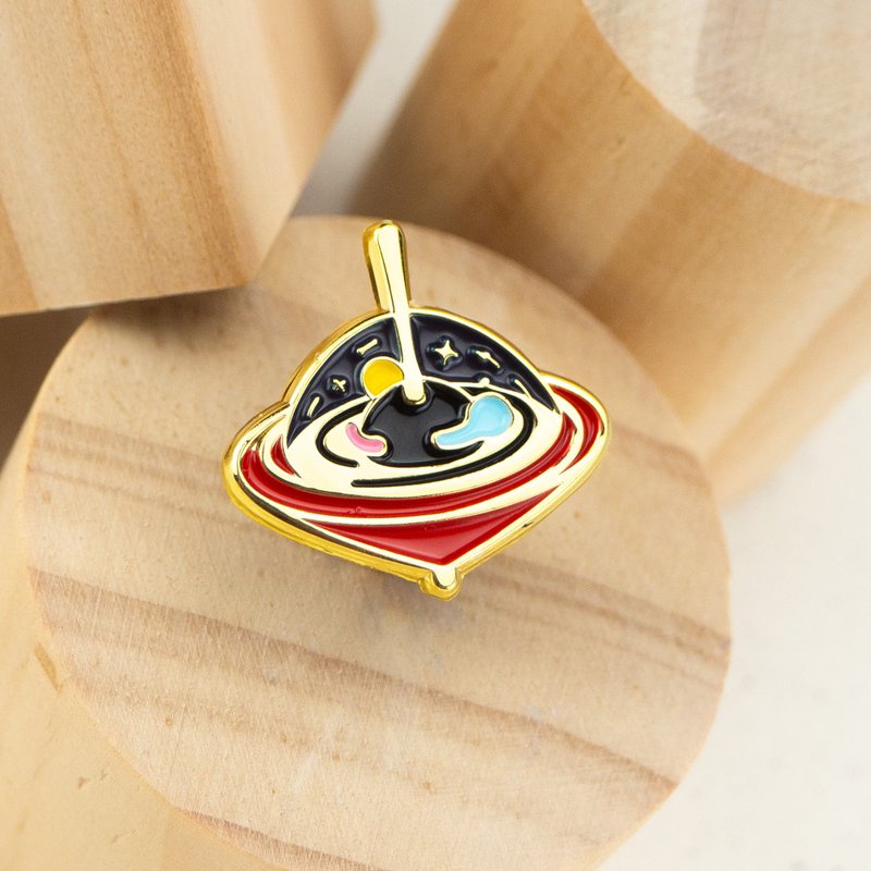 Space Black Hole Top Enamel Pin - Brooches - Other Metals Red