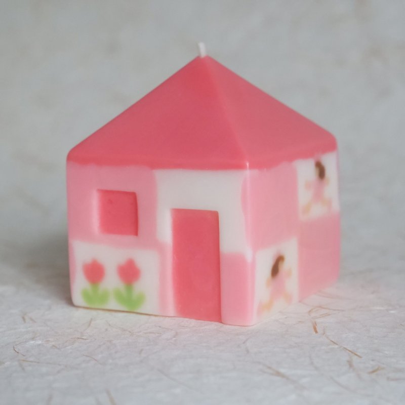 Small house handmade scented candle mixed floral fragrance optometry theme pink tulip - เทียน/เชิงเทียน - ขี้ผึ้ง 