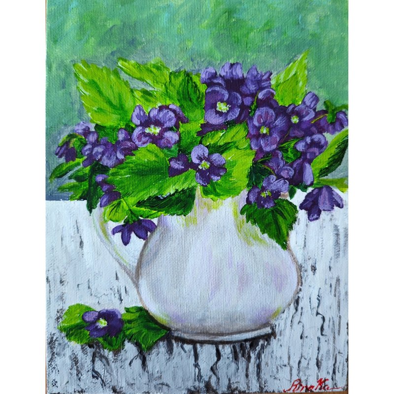 紫羅蘭花原創花卉藝術框畫作品 作者 RinaArtSK - 壁貼/牆壁裝飾 - 其他材質 多色