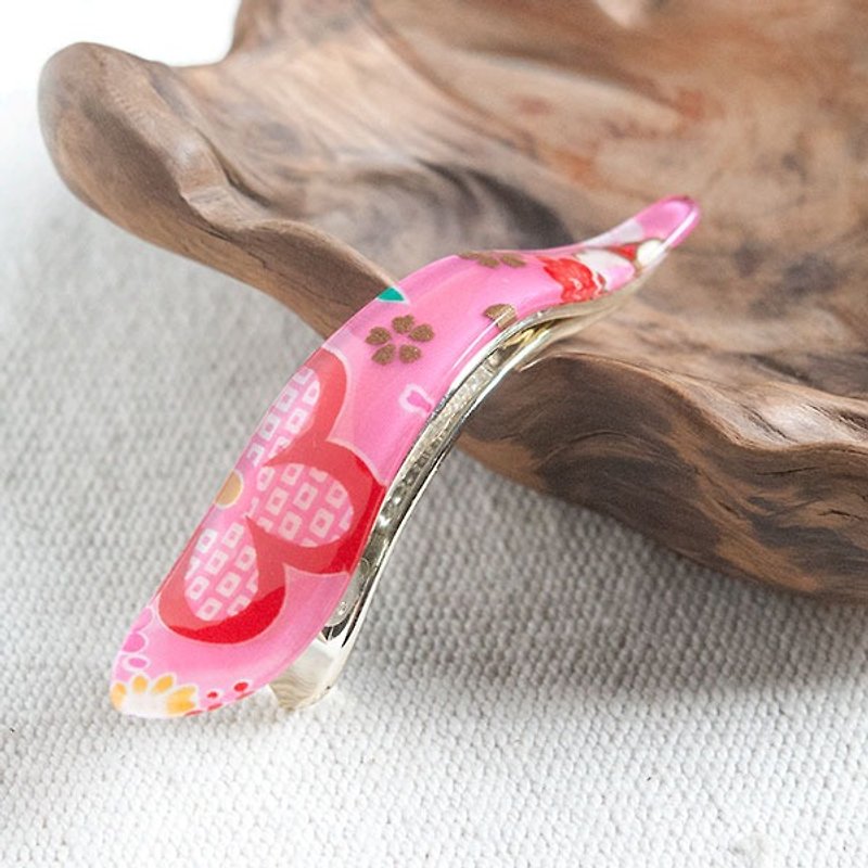 flower barrette clip-pink - Hair Accessories - Acrylic Pink
