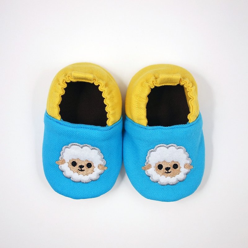(Rabbit Mint Baby) sheep embroidered cotton baby toddler shoes - (C0001) - รองเท้าเด็ก - ผ้าฝ้าย/ผ้าลินิน สีน้ำเงิน