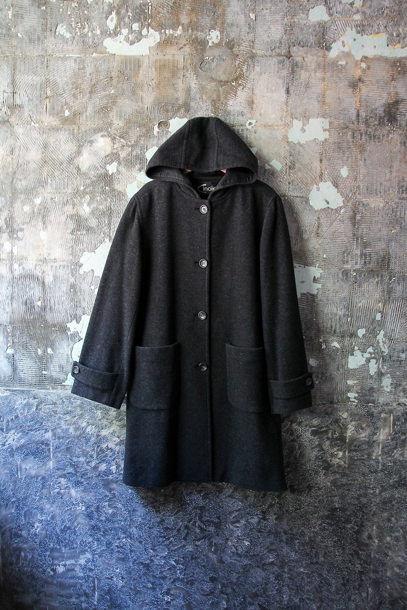 袅袅 department store -Vintage dark gray fur hooded coat coat retro - Women's Casual & Functional Jackets - Other Materials 