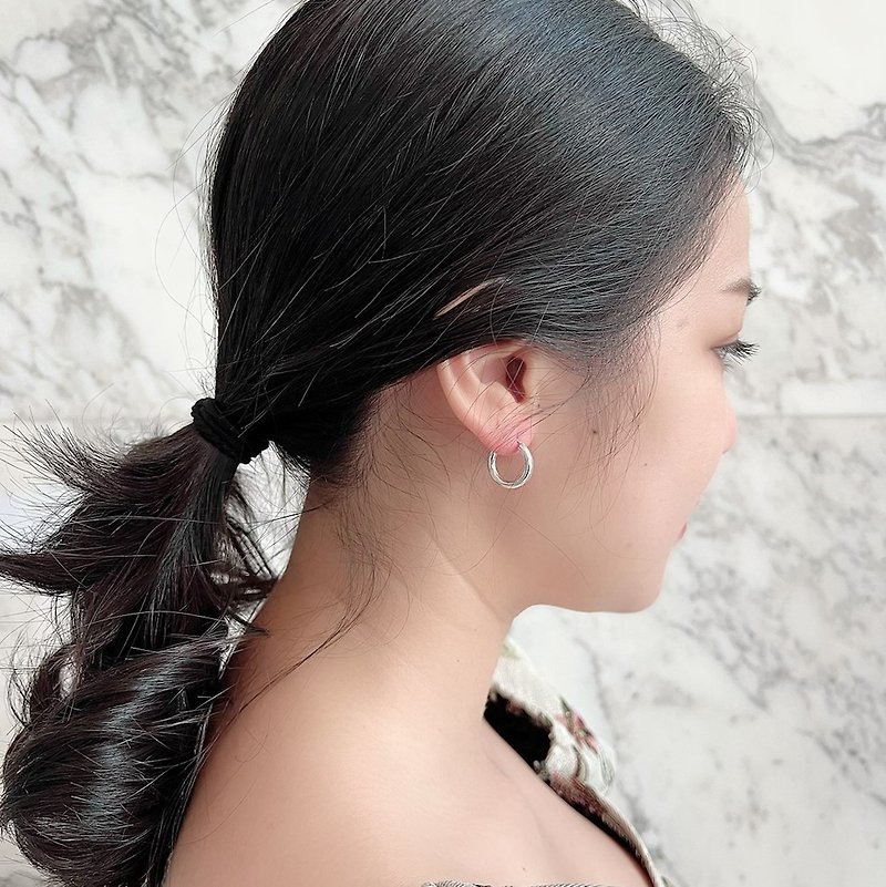 Silver hoop earrings 92.5% sterling thickness 3mm.x16mm. - Earrings & Clip-ons - Sterling Silver White