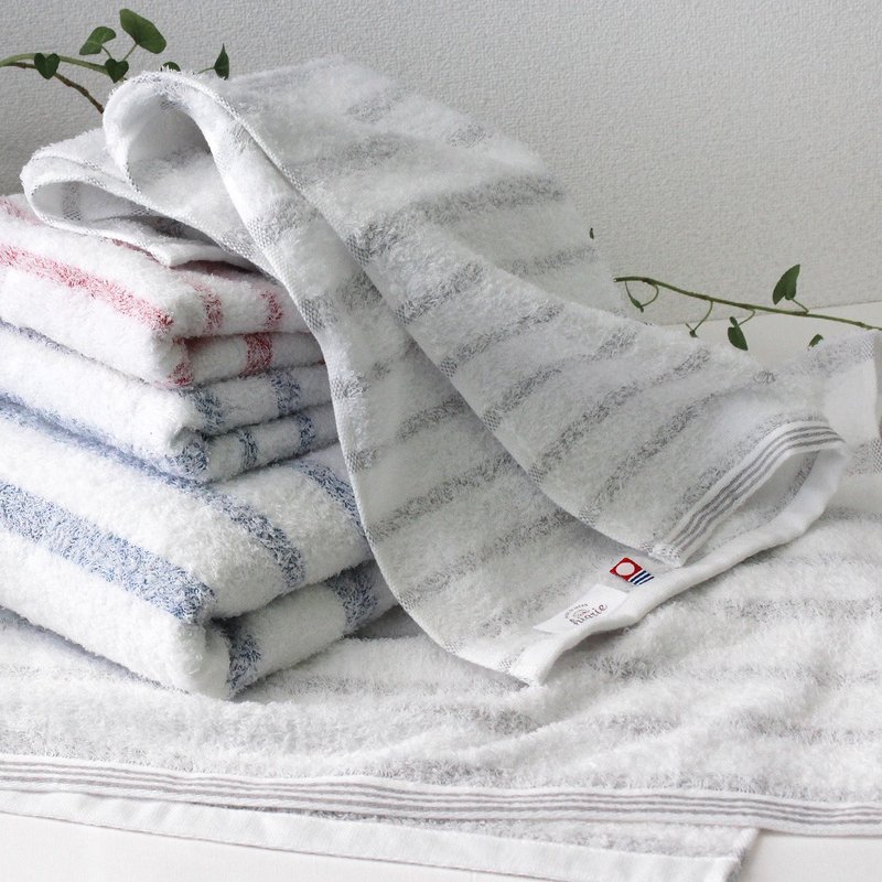 [Japanese Momoyuki] Imabari soft horizontal striped wool/bath towel - 3 colors in total - Towels - Cotton & Hemp 