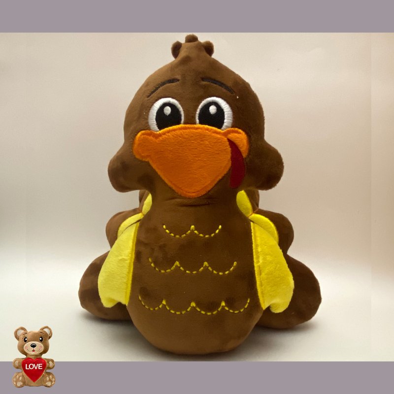 Personalised embroidery Plush Soft Toy Thanksgiving day turkey - Stuffed Dolls & Figurines - Other Metals Brown