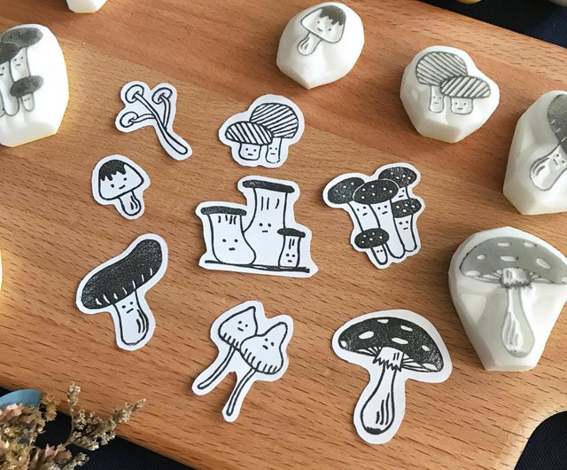 Hand made Rubber Stamp Mushroom Series Xiuzhen Mushroom