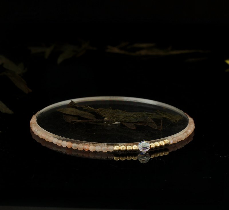 輕奢風 橙拉長石 14KGF Swarovski 水晶手鍊 - 手鍊/手環 - 寶石 