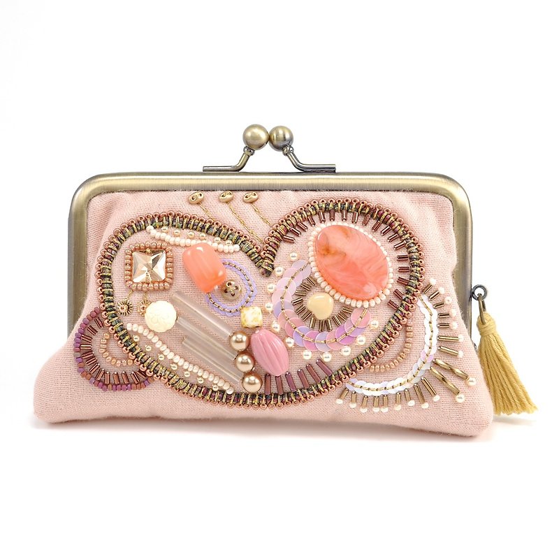 Sparkle and statement card case,  pink heart cosmetic bag, pink card case 2 - กระเป๋าเครื่องสำอาง - พลาสติก สึชมพู