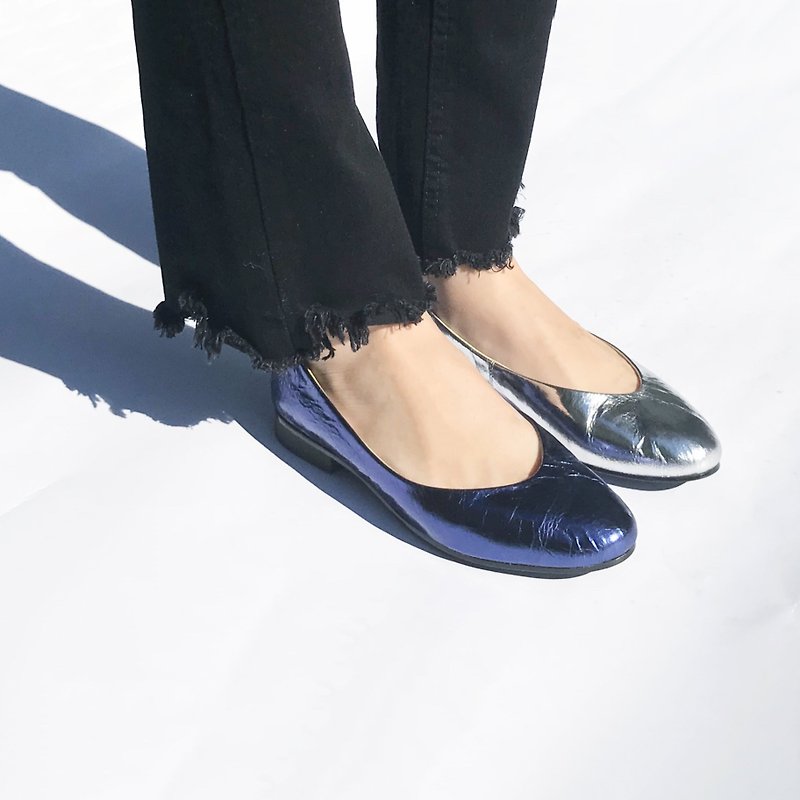 Two-tone leather doll shoes | | inter-city moonlight double play disco | | #8157 - Mary Jane Shoes & Ballet Shoes - Genuine Leather Blue