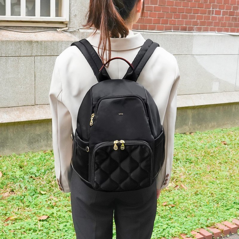 口袋款後開式防盜後背包(大款)23343(黑色) - 後背包/背包/書包 - 尼龍 黑色