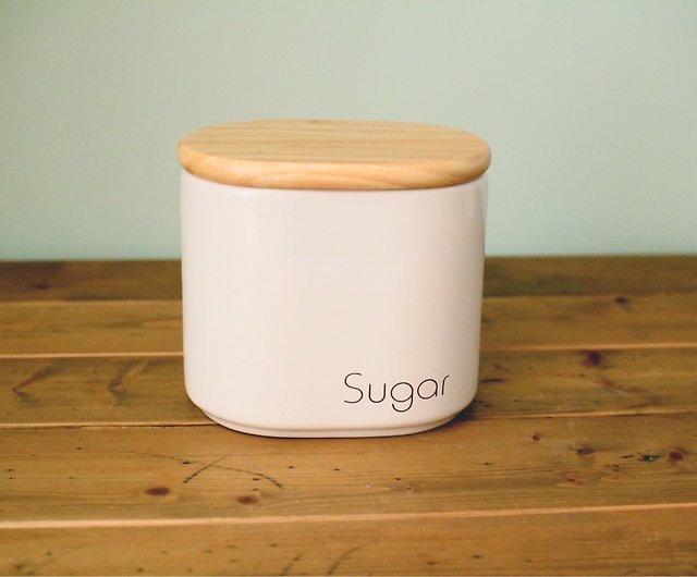 British Import Design Sugar Wood Lid, Ceramic Storage Jars With Wooden Lids Uk