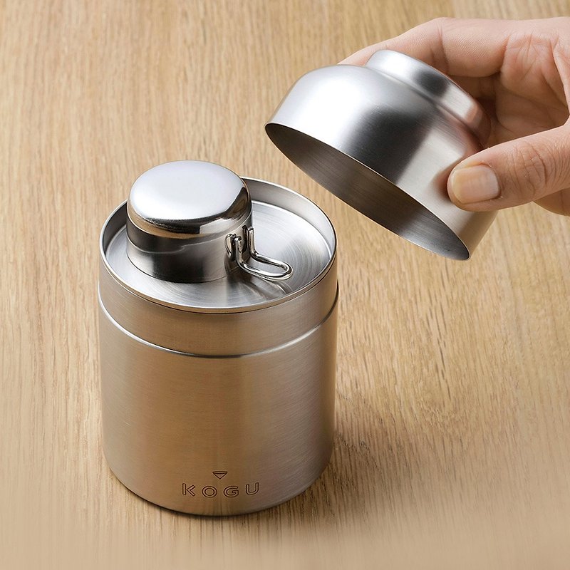 日本下村KOGU 日製18-8不鏽鋼儲豆罐(附量匙10g) - 咖啡壺/咖啡周邊 - 不鏽鋼 銀色