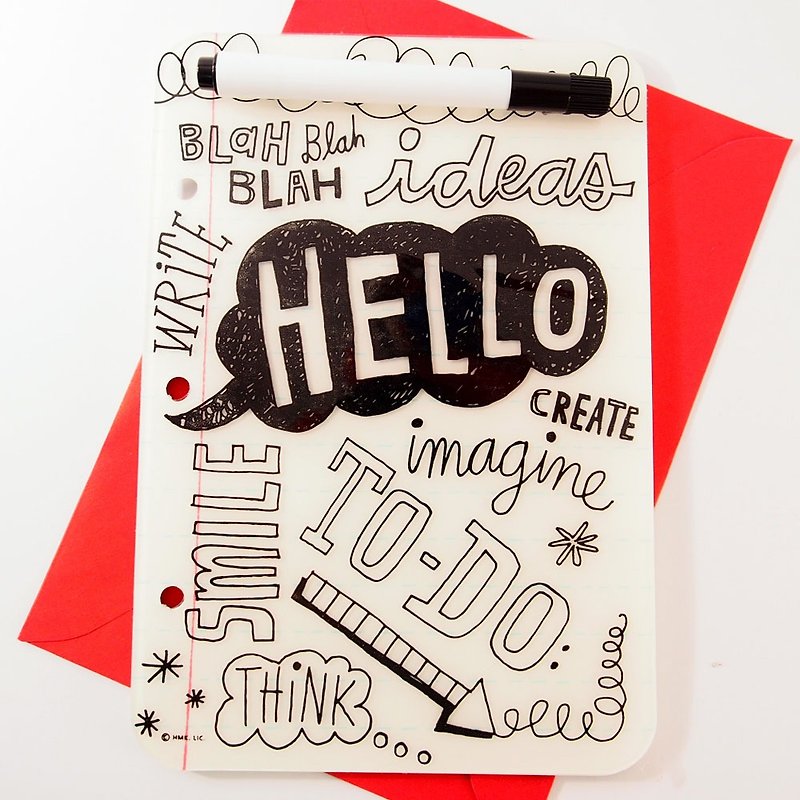 Hello! Graffiti card with pen [Hallmark-Signature classic handmade card multi-purpose] - การ์ด/โปสการ์ด - กระดาษ ขาว