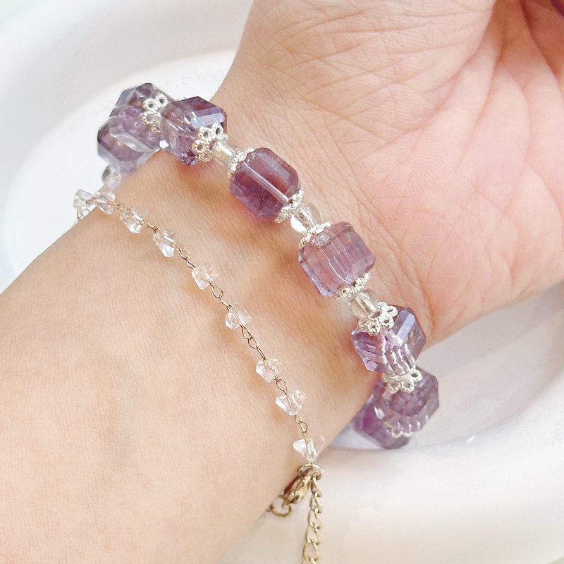 Amethyst Square Diamond Cut - Gentle Temperament Design Bracelet - สร้อยข้อมือ - คริสตัล สีม่วง