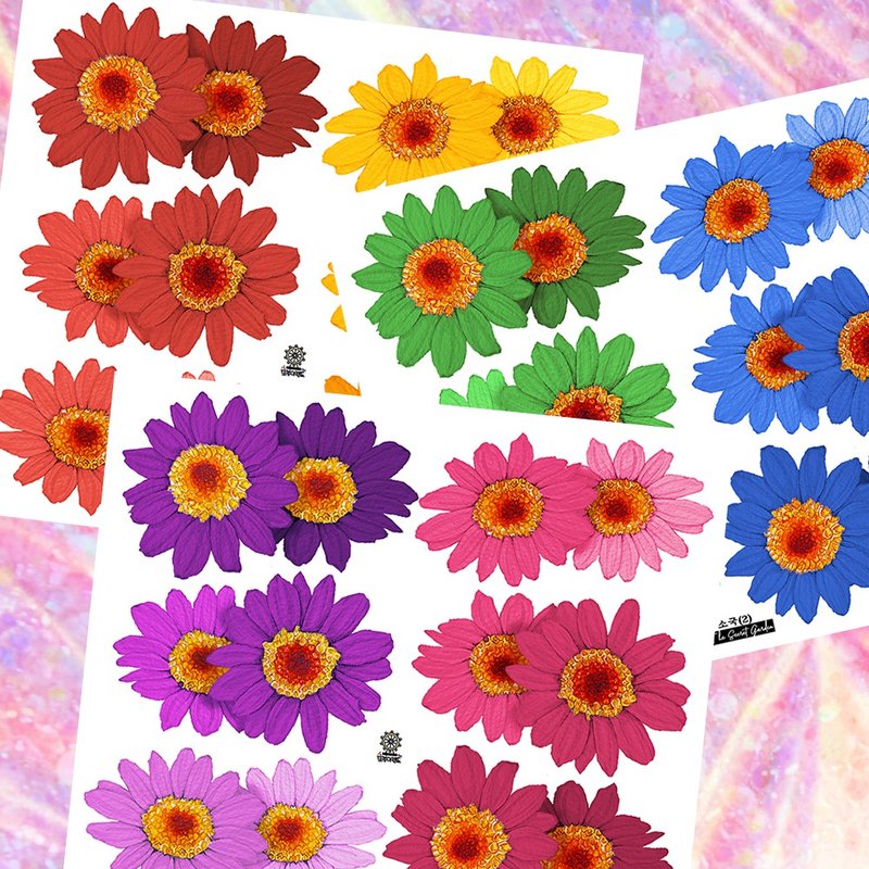 *Chrysanthemum Deco Stickers (3colors) - 貼紙 - 紙 