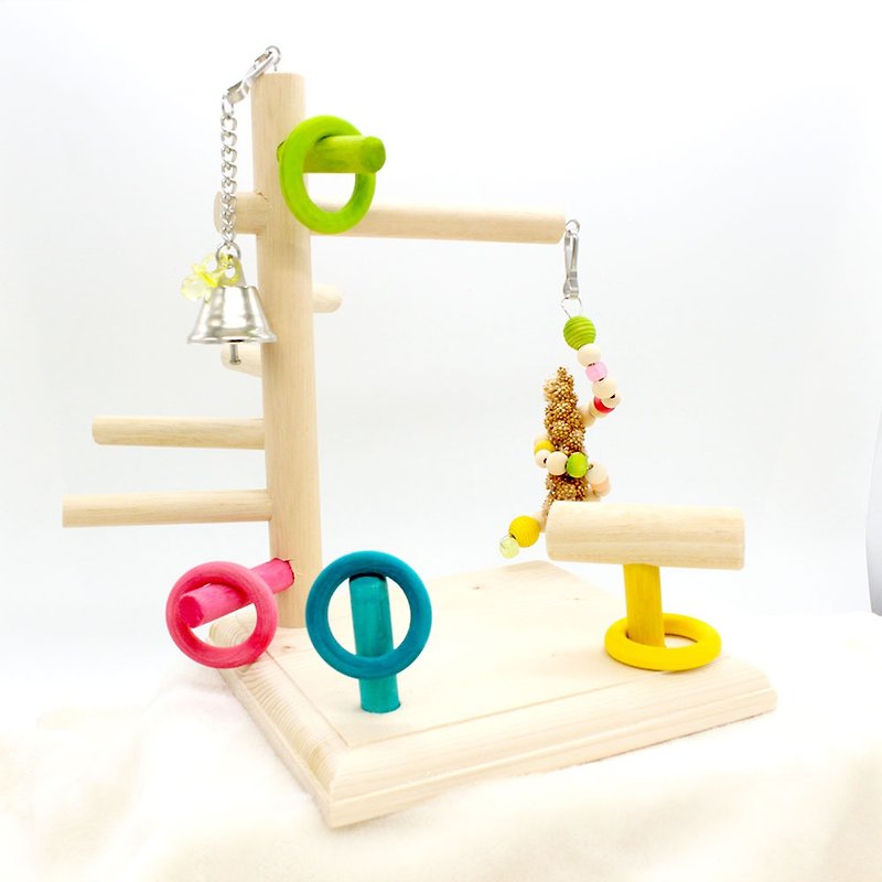 鳥のおもちゃ  輪投げ・体重も測れる　インコのプチバードアスレチック - おもちゃ - 木製 多色