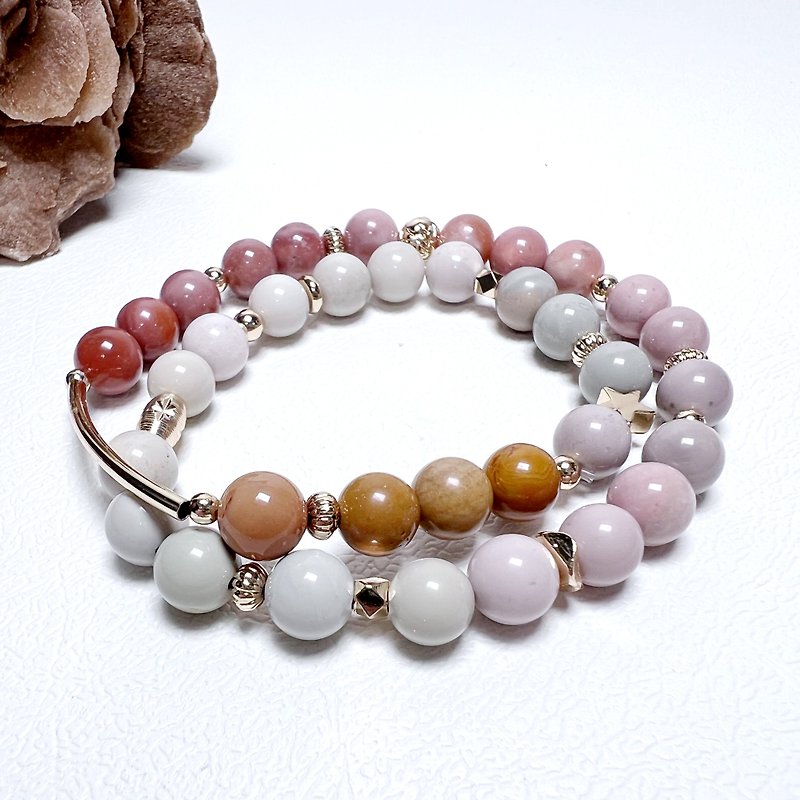 soft. Bracelet with one picture and one object to heal and stabilize emotions double circle l Alxa agate l - Bracelets - Crystal Multicolor
