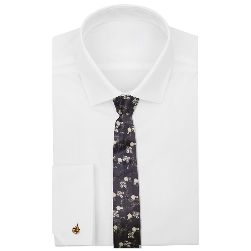 Style T0001 維新戀之約 印花領帶 黑色婚禮領呔 領帶 宴會窄身領帶 - 領帶/領帶夾 - 聚酯纖維 黑色