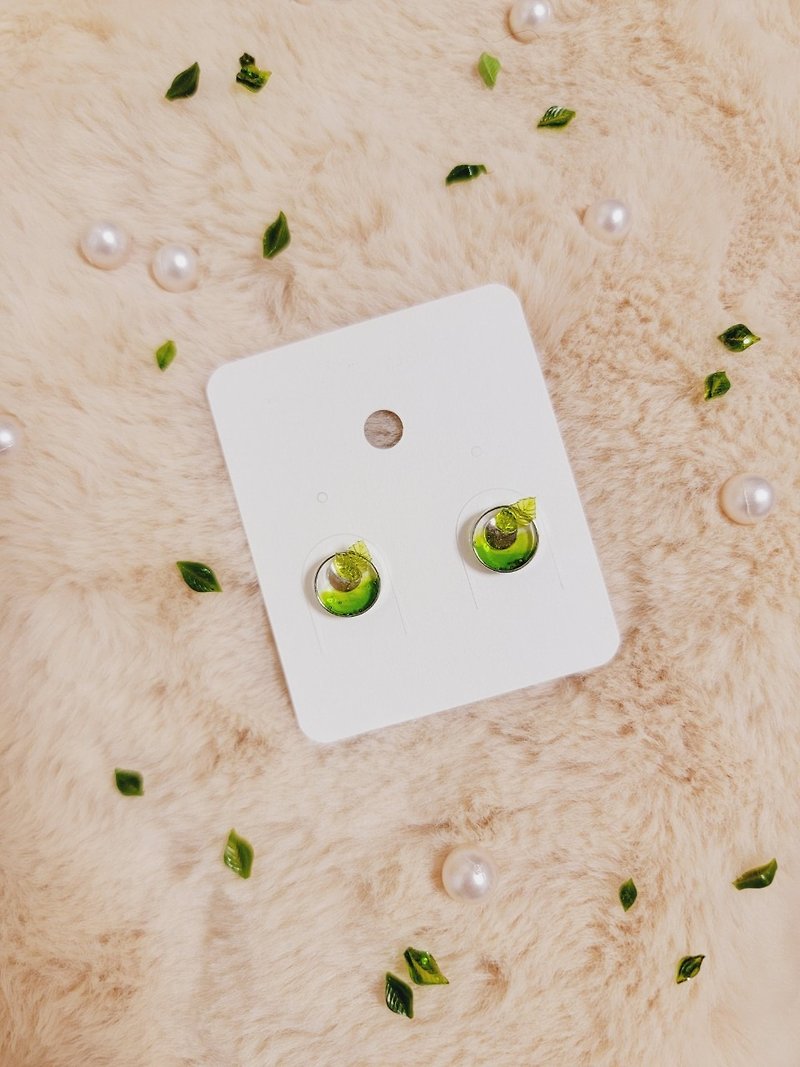 520禮物首選-調酒系列 X 莫西多的夏日(圓框款) - 耳環/耳夾 - 其他材質 綠色