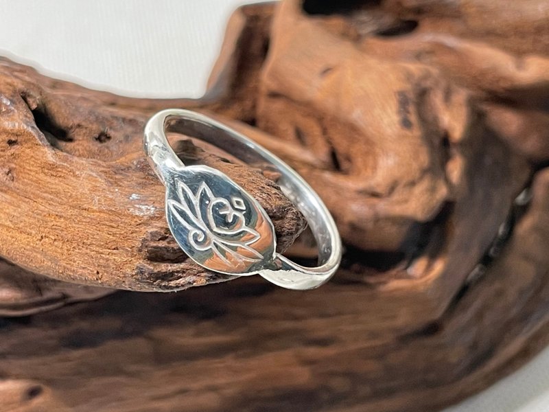 999 sterling silver ring lotus ring handmade silver jewelry handmade ring customized ring gift - แหวนทั่วไป - เงินแท้ สีเงิน