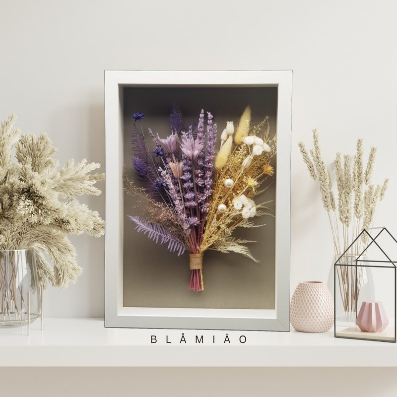 立體永生花框 - 花影時光(願) - 乾燥花/永生花 - 植物．花 紫色