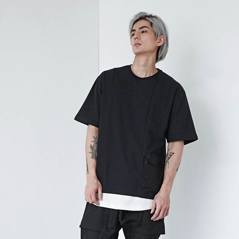 DYCTEAM - Fifth Sleeve - 男 T 恤 - 棉．麻 黑色