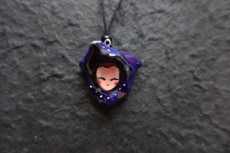 Original handmade ceramic necklace, trapped beast necklace, cute niche pendant, unique design jewelry can be customized - Necklaces - Pottery Purple