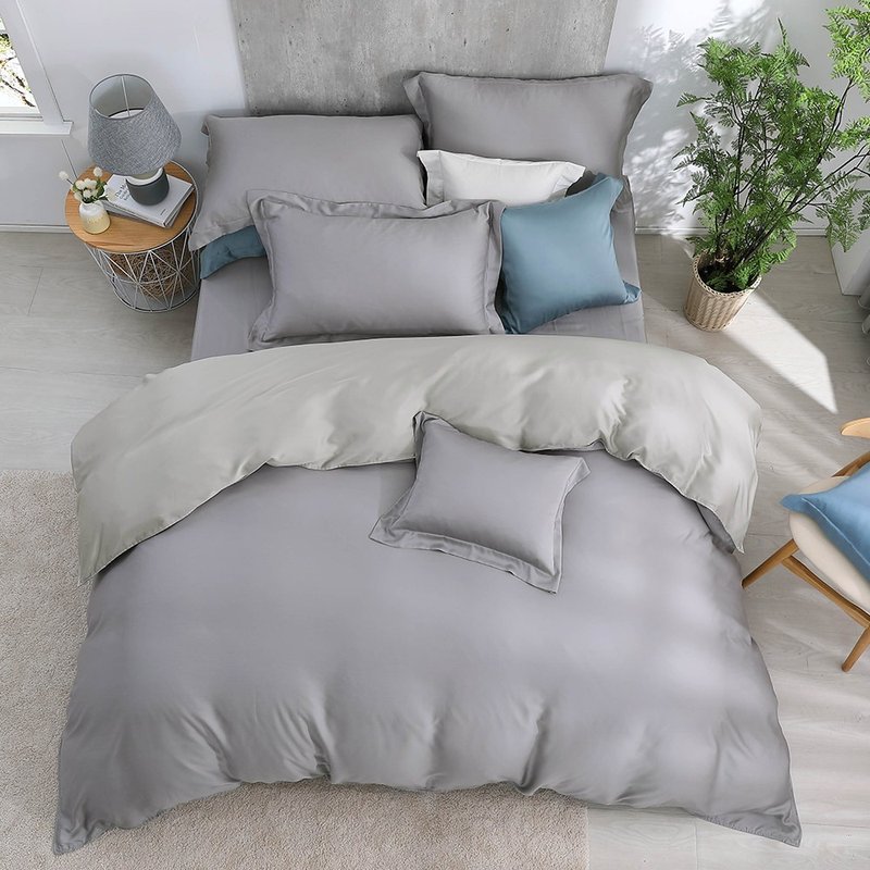 Hongyu 300 Woven Tencel Dual-purpose Quilt Cover Bed Bag Set Marshall (Double/Large/Extra Large) - Bedding - Other Materials Gray