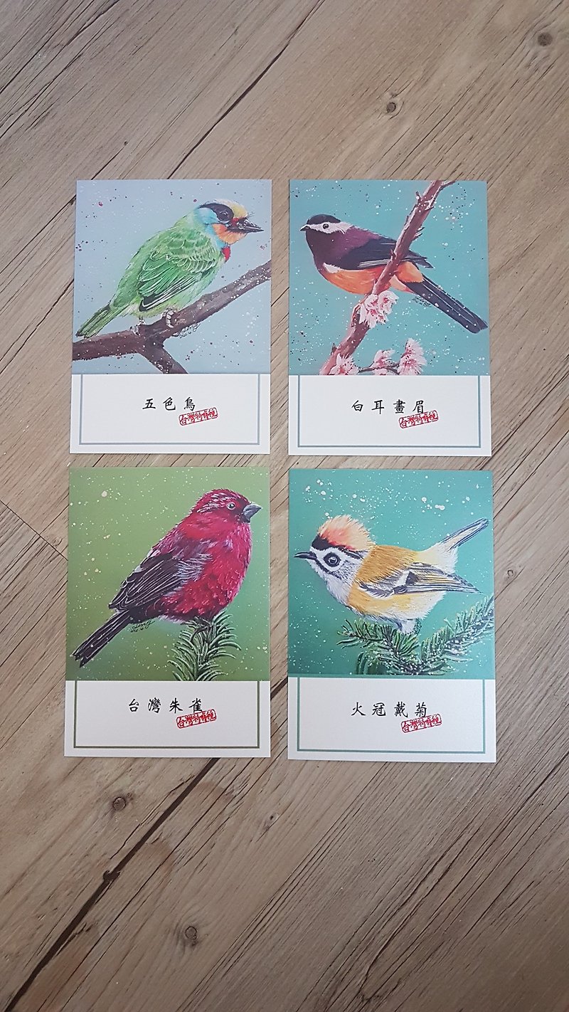 Taiwan endemic postcard/five-color bird/white-eared thrush/Taiwan Suzaku/fire-crowned Daiju - Cards & Postcards - Paper Multicolor