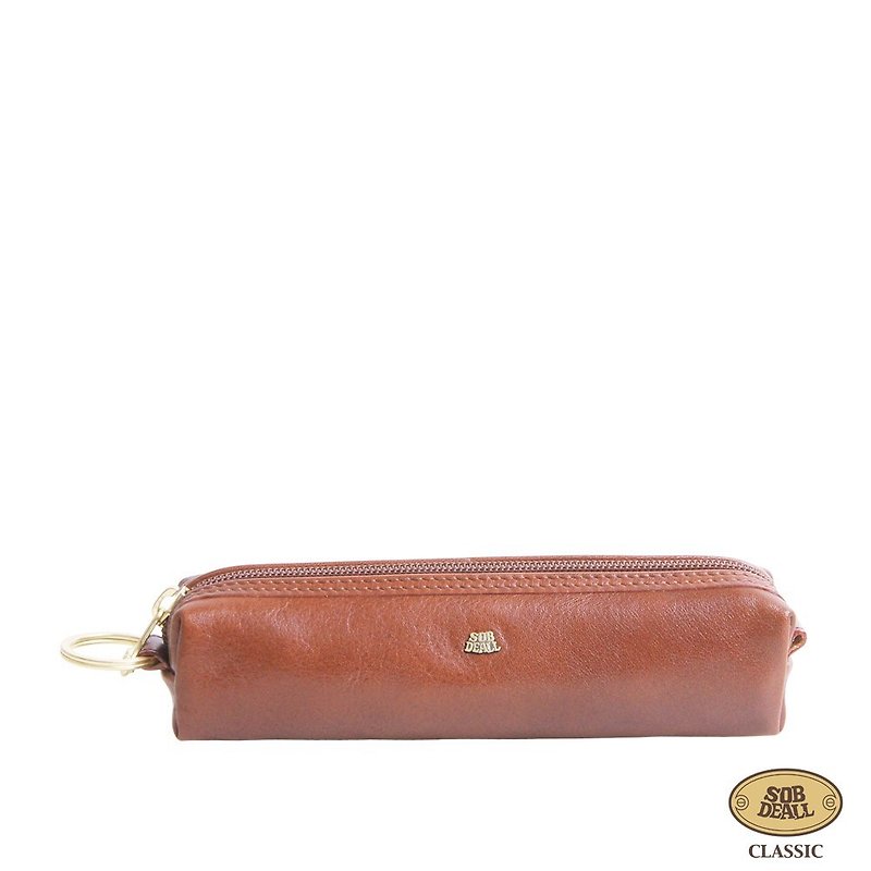 Leather zipper pencil case - Pencil Cases - Genuine Leather Brown