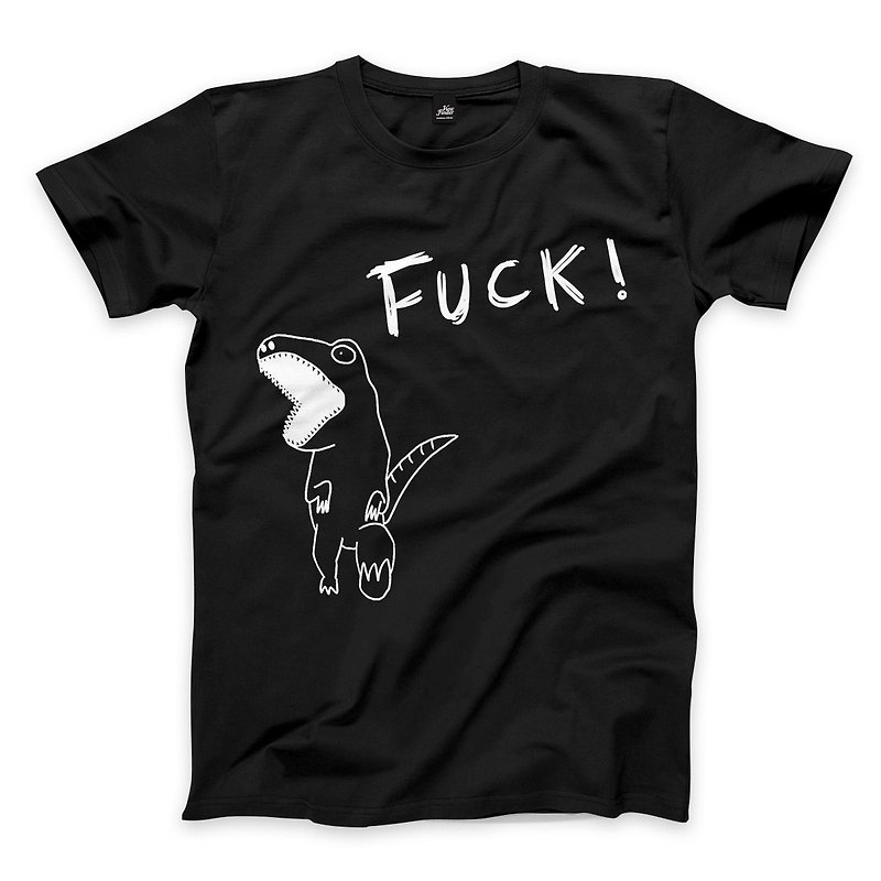 Screaming Dinosaur-Black-Unisex T-shirt - เสื้อยืดผู้ชาย - ผ้าฝ้าย/ผ้าลินิน สีดำ