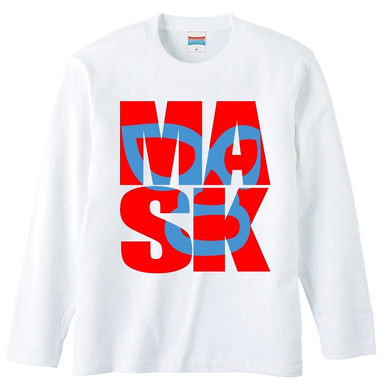 ロングスリーブTシャツ / MASK (Red) - Tシャツ メンズ - コットン・麻 ホワイト