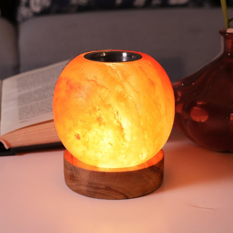 Small essential oil salt lamp l Small rose ball I Healing the soul I Salt lamp - โคมไฟ - วัสดุอื่นๆ สีส้ม