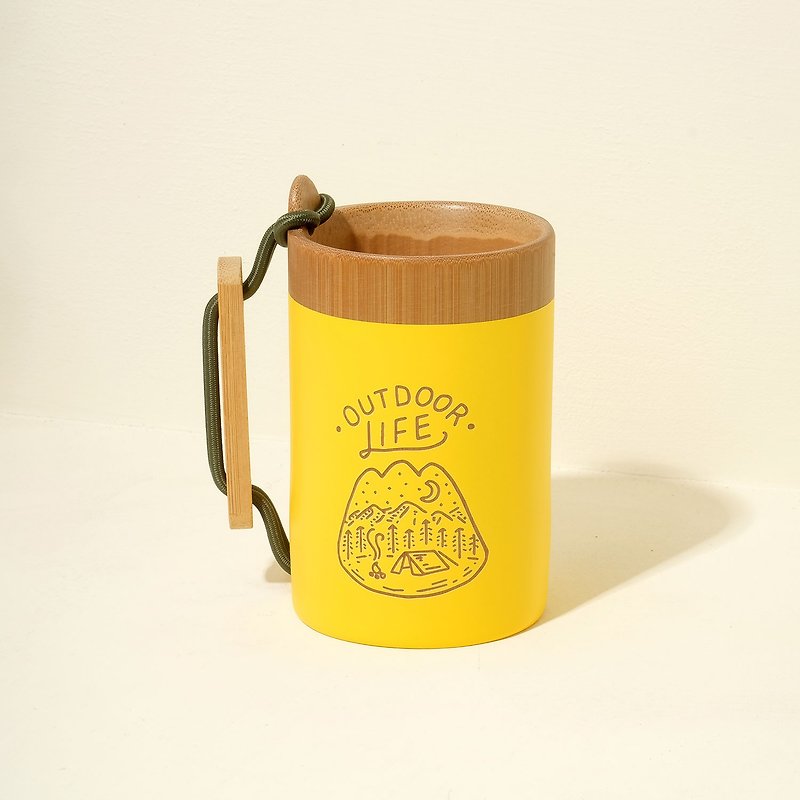 Outdoor Cup vitality concave bean cup (small mountain) - แก้วมัค/แก้วกาแฟ - ไม้ไผ่ สีกากี