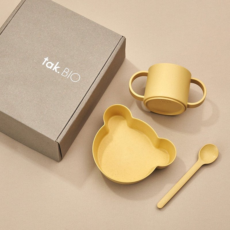 【Tak】BIO Kids Dish 抗菌クマカトラリーセット（選べる3色） - キッズ食器 - レジン 多色