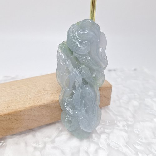 緣圓翡翠 冰潤濃紫色手工雕刻蝶戀花吊墜 |天然緬甸玉A貨翡翠