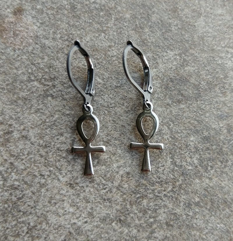 Vintage Silver Ankh Earrings - Earrings & Clip-ons - Other Metals 