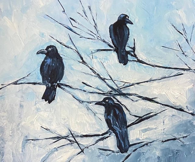 黒いカラス レイブンズ 鳥の絵 烏鴉鳥高画質 抽象芸術 油絵