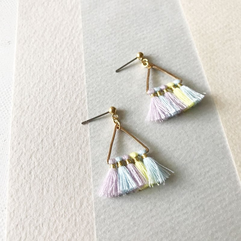 Triangle tassel_fog - Earrings & Clip-ons - Other Metals Purple