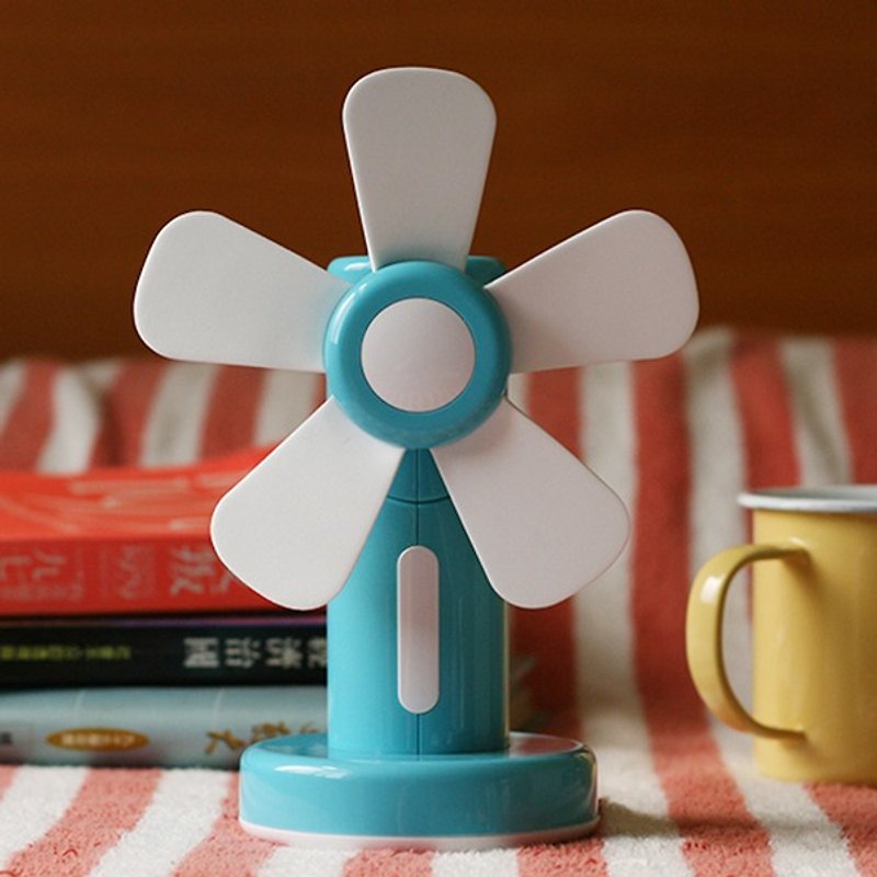 Day windmill - green lake USB / battery dual-use mini-fan - Items for Display - Plastic Green
