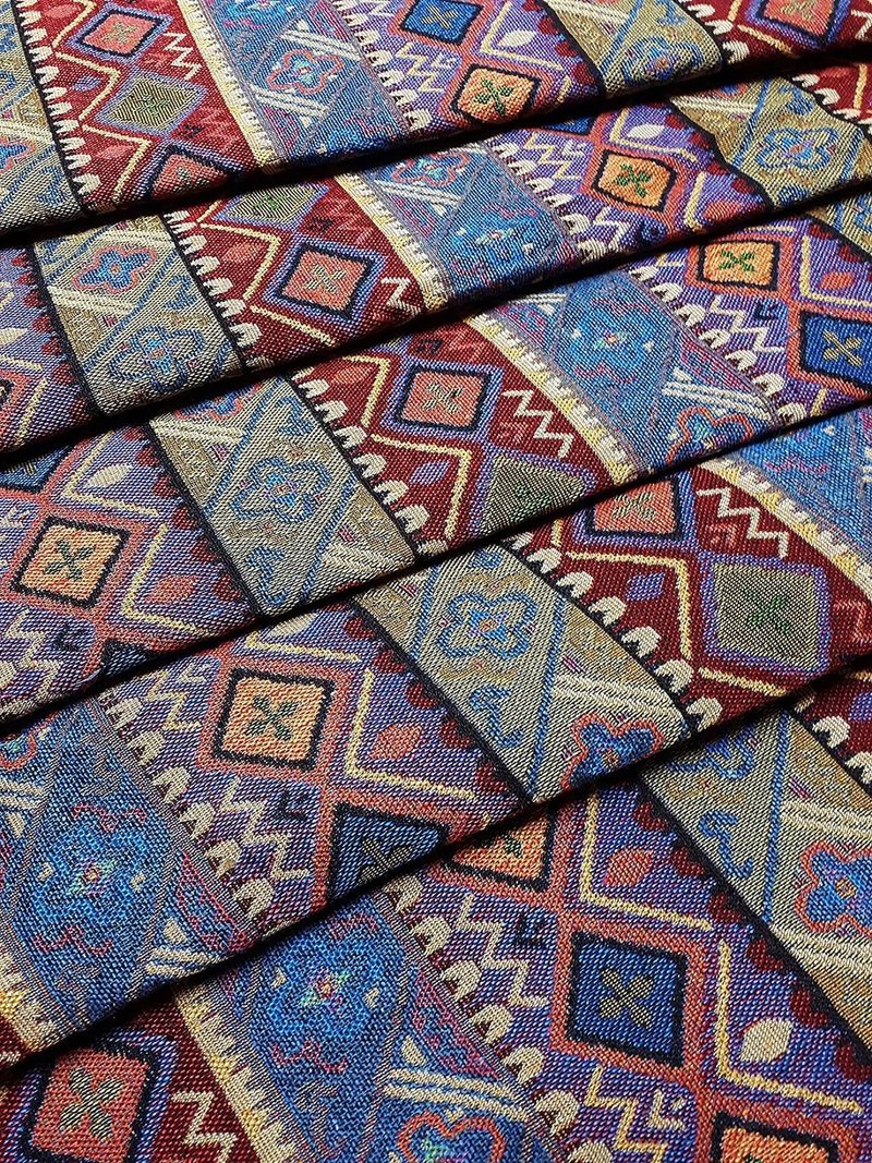 Multi-color Tribal Fabric Thai Woven Fabric Craft Supplies Textile 1/2 yard - 編織/刺繡/羊毛氈/縫紉 - 其他材質 多色