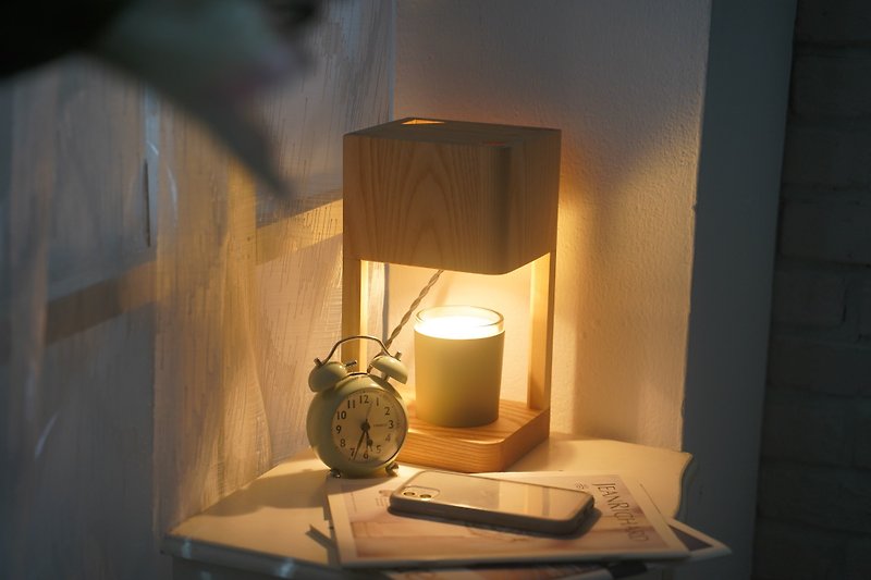 MW Solid Wood Melting Candle Lamp-Ash Wood - Lighting - Wood Khaki
