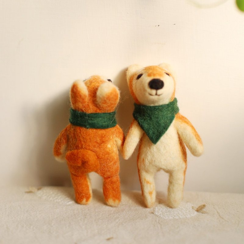 Wool Felt Shiba Finger puppet Pencase Doggy Keychain - อุปกรณ์เขียนอื่นๆ - ขนแกะ สีส้ม