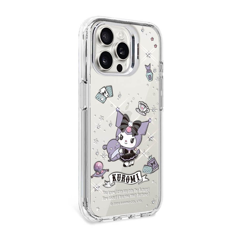 Sanrio iPhone full range of shockproof dual-material invisible stand color diamond phone case-Magic Kuromi - เคส/ซองมือถือ - วัสดุอื่นๆ หลากหลายสี