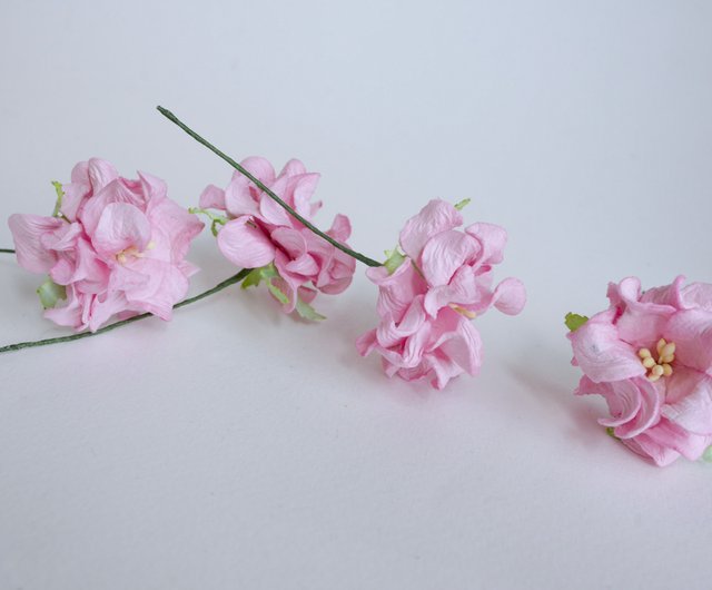 ペーパーフラワー、DIY手作り用品、クチナシの花25個、ピンク色