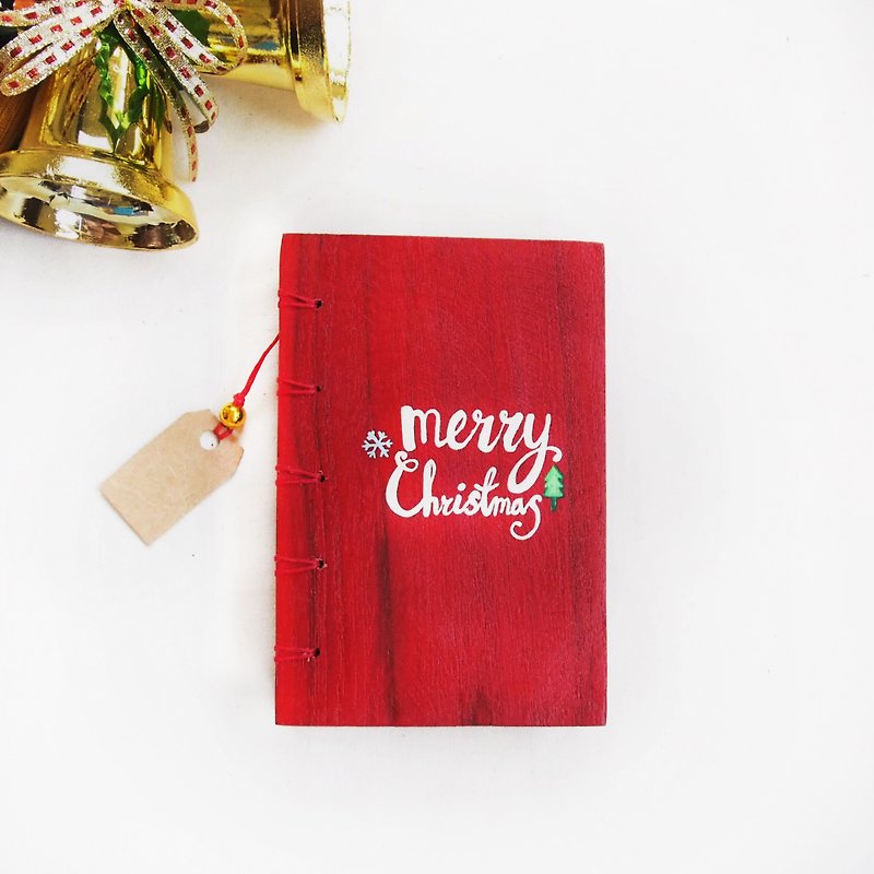 Merry Christmas notebook handmadenotebook diary handmade wood  筆記本 - 筆記簿/手帳 - 紙 紅色